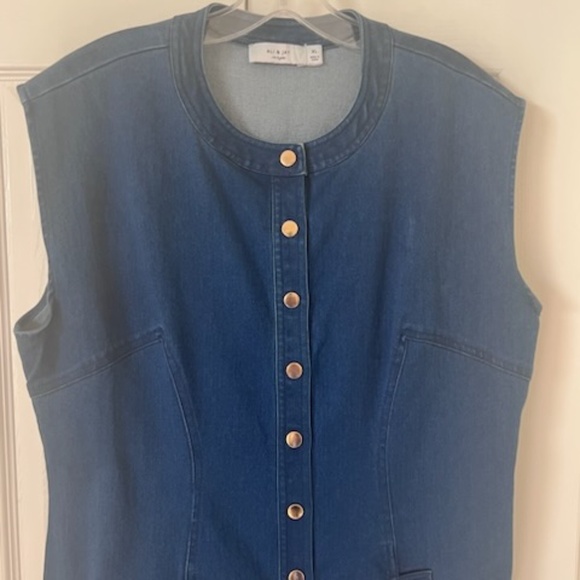 Ali & Jay Jeans Dress with Fringe bottom Snap Buttons L - Picture 2 of 7